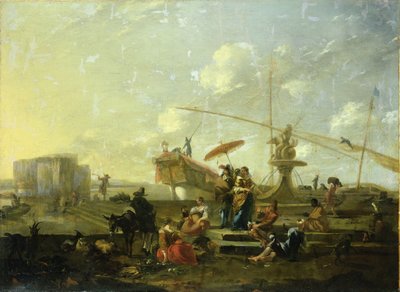 Der alte Hafen von Genua von Nicolaes Pietersz. Berchem